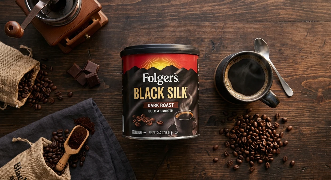 Folgers Black Silk dark roast coffee